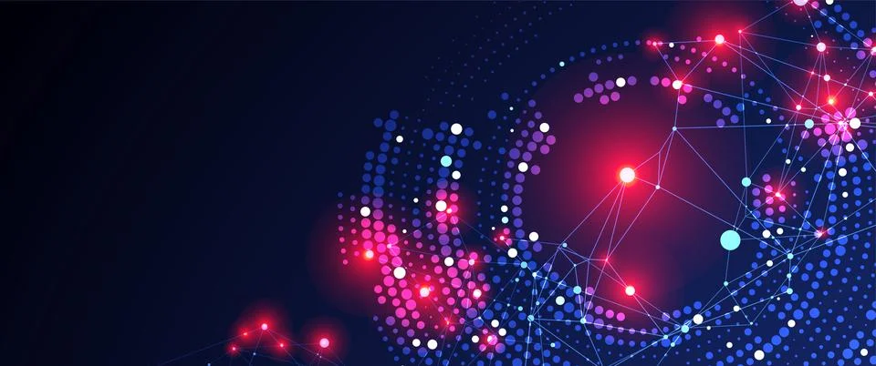 Polygonal science background with connecting dots and lines. Digital data vis Stock Illustration