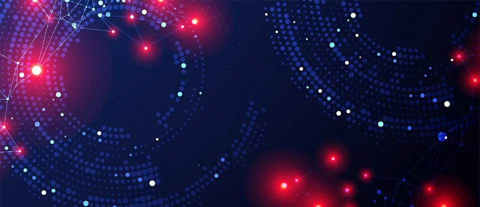 Polygonal science background with connecting dots and lines. Digital data vis Stockillustratie