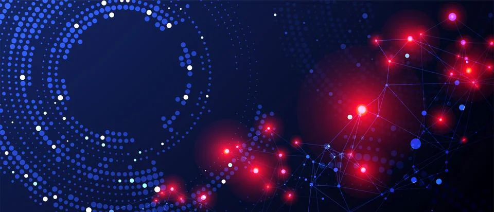 Polygonal science background with connecting dots and lines. Digital data vis Illustrazione stock