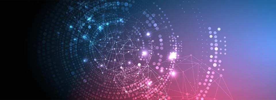 Polygonal science background with connecting dots and lines. Digital data vis イラスト素材