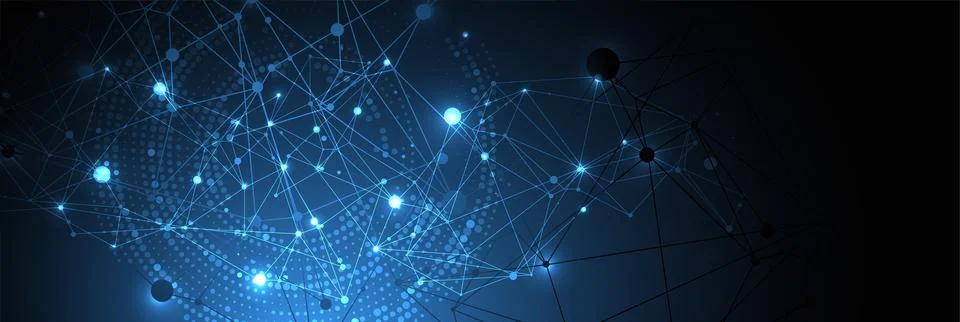 Polygonal science background with connecting dots and lines. Digital data vis 스톡 일러스트