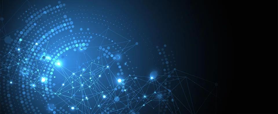 Polygonal science background with connecting dots and lines. Digital data vis Stock Illustration