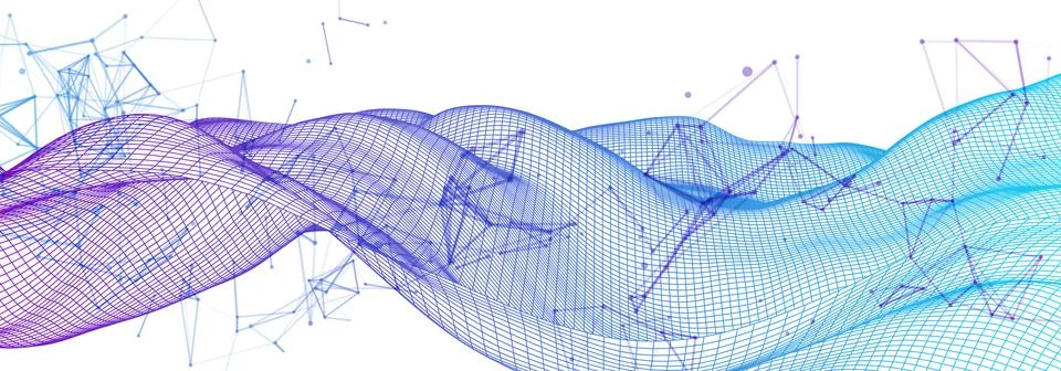 Polygonal science background with connecting dots and lines. Digital data vis Stockillustratie