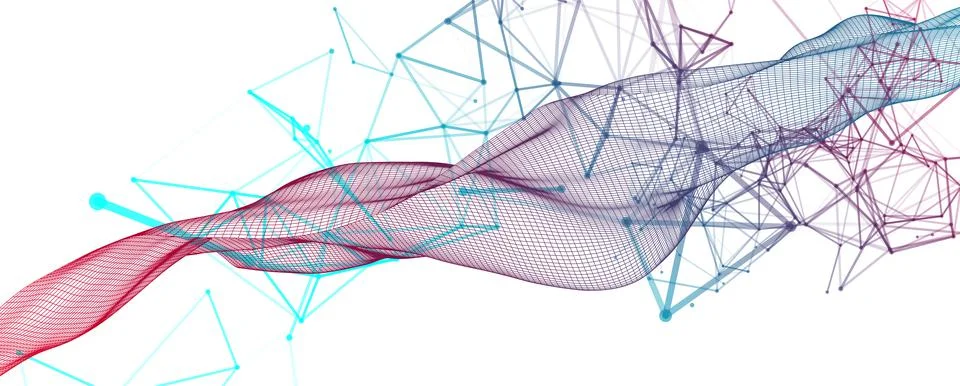 Polygonal science background with connecting dots and lines. Digital data vis Illustrazione stock