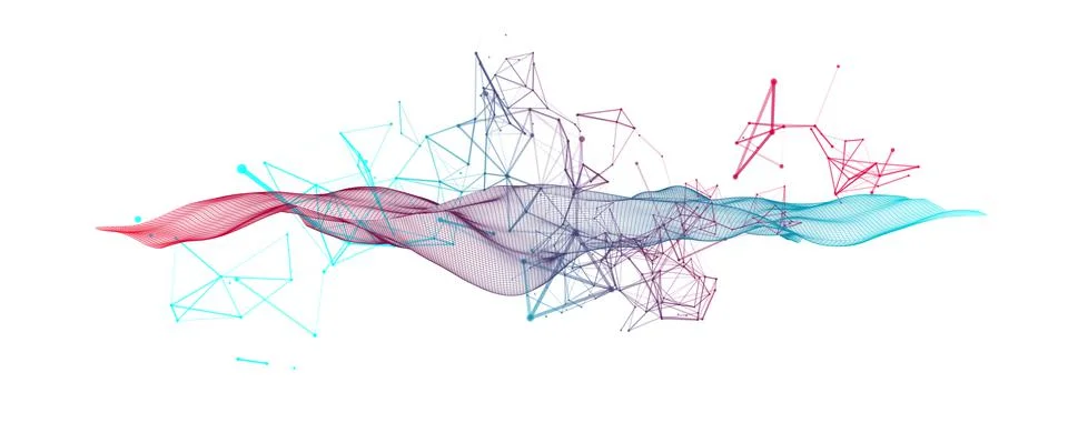 Polygonal science background with connecting dots and lines. Digital data vis 库存插图