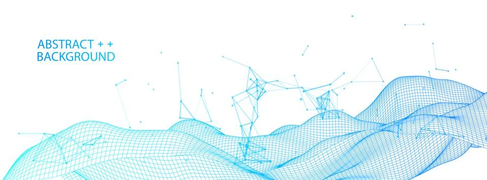 Polygonal science background with connecting dots and lines. Digital data vis 库存插图