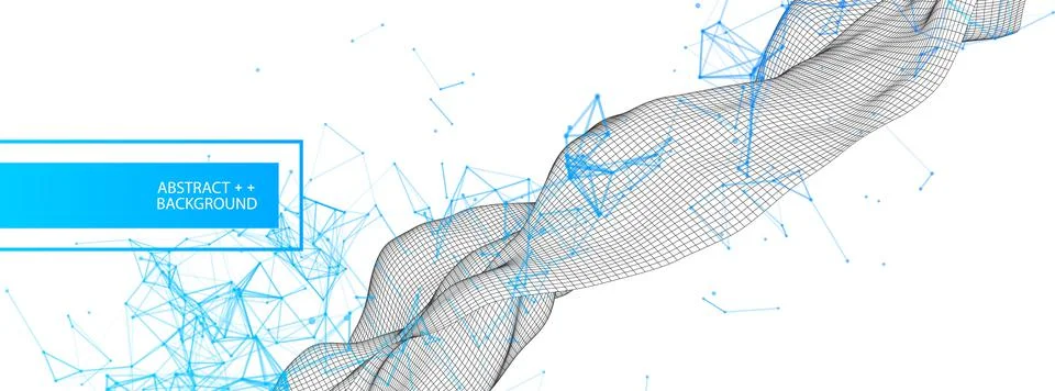 Polygonal science background with connecting dots and lines. Digital data vis Illustrazione stock