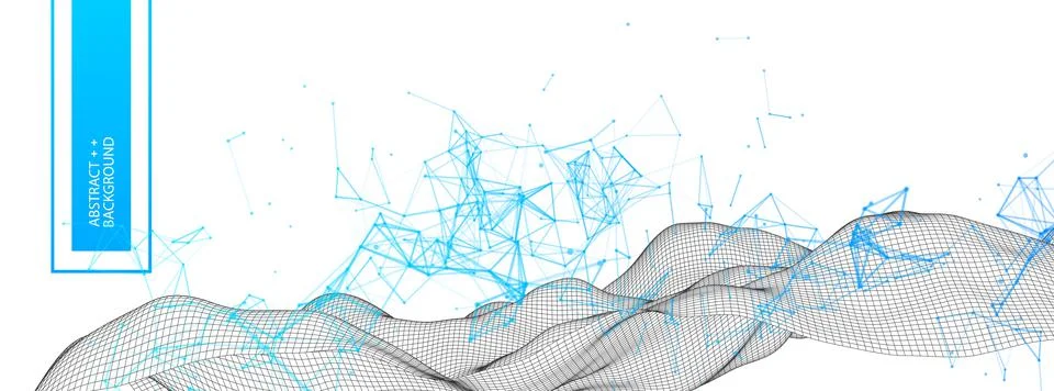 Polygonal science background with connecting dots and lines. Digital data vis Stock Illustration