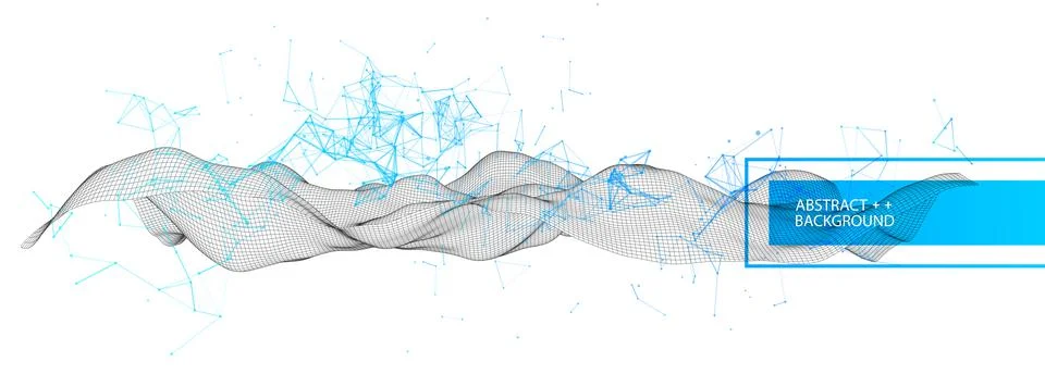 Polygonal science background with connecting dots and lines. Digital data vis Illustrazione stock