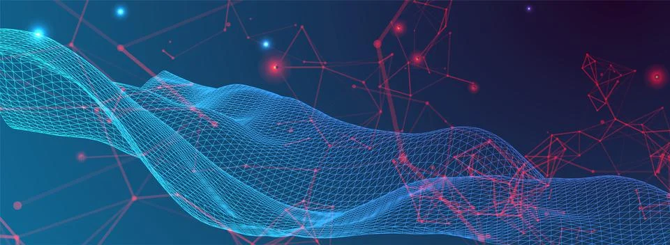 Polygonal science background with connecting dots and lines. Digital data vis 스톡 일러스트
