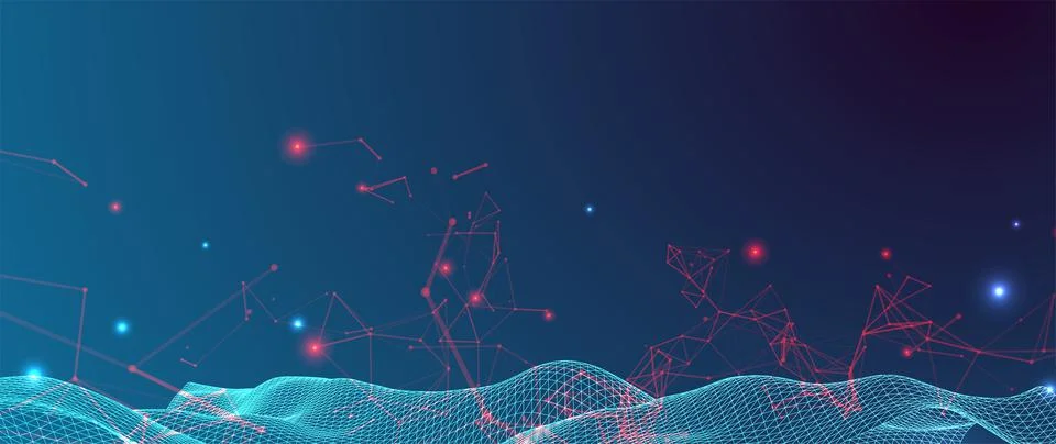 Polygonal science background with connecting dots and lines. Digital data vis Illustrazione stock