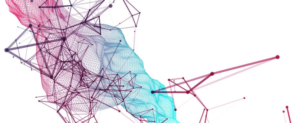 Polygonal science background with connecting dots and lines. Digital data vis イラスト素材