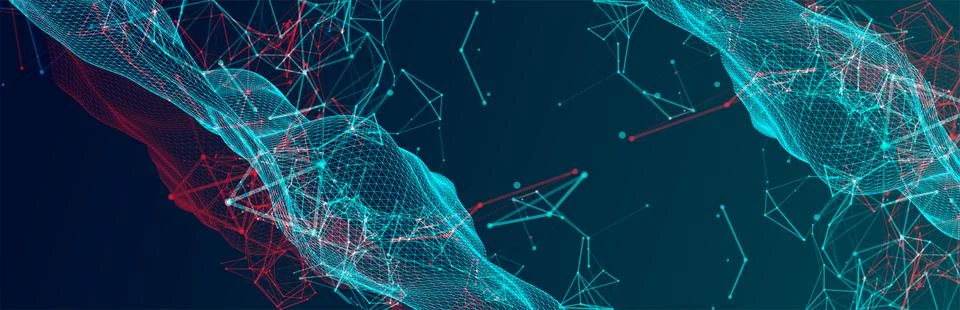 Polygonal science background with connecting dots and lines. Digital data vis Stock Illustration