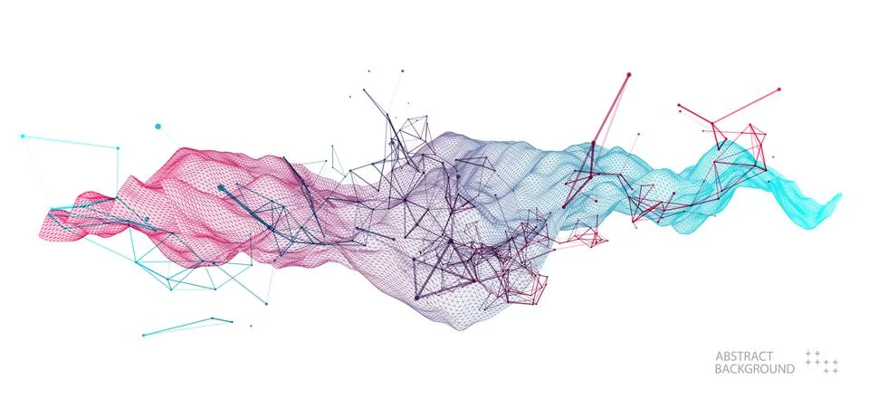 Polygonal science background with connecting dots and lines. Digital data vis Stock Illustration