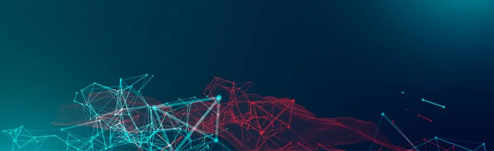 Polygonal science background with connecting dots and lines. Digital data vis Illustrazione stock