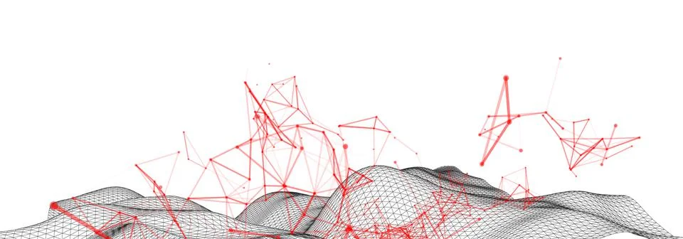 Polygonal science background with connecting dots and lines. Digital data vis 스톡 일러스트