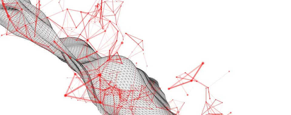 Polygonal science background with connecting dots and lines. Digital data vis Stock Illustration