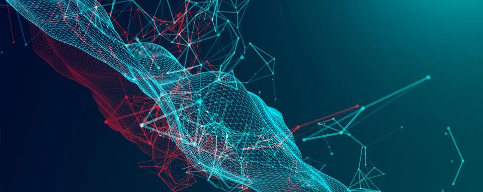 Polygonal science background with connecting dots and lines. Digital data vis イラスト素材