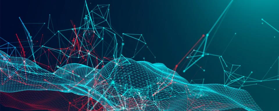 Polygonal science background with connecting dots and lines. Digital data vis Stock Illustration