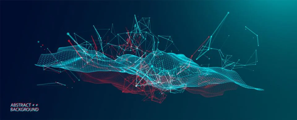 Polygonal science background with connecting dots and lines. Digital data vis Illustrazione stock