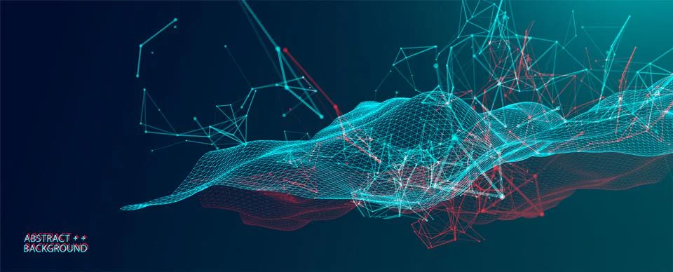 Polygonal science background with connecting dots and lines. Digital data vis Stock Illustration