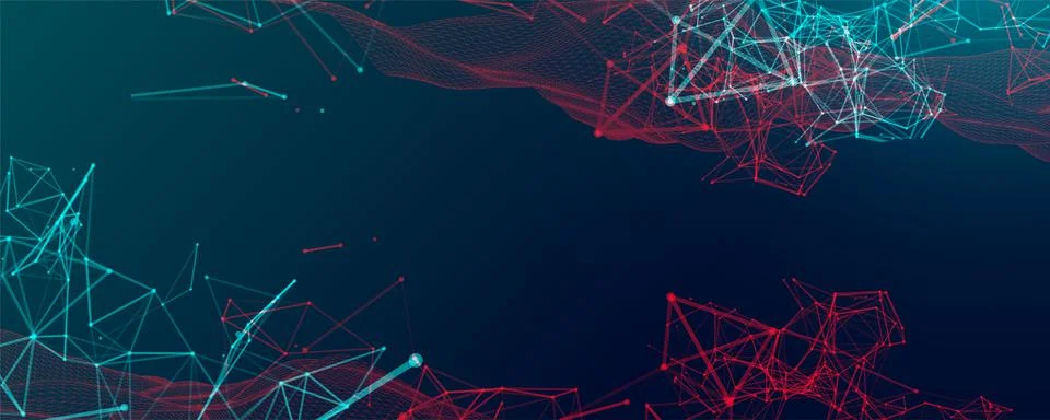 Polygonal science background with connecting dots and lines. Digital data vis Illustrazione stock