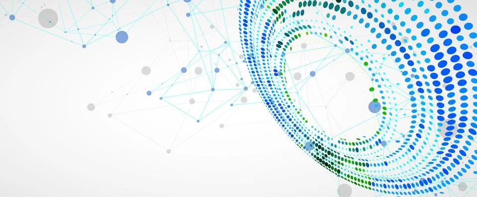 Polygonal science background with connecting dots and lines. Halftone theme.  库存插图
