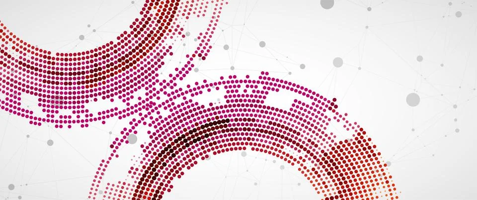 Polygonal science background with connecting dots and lines. Halftone theme.  Stock Illustration