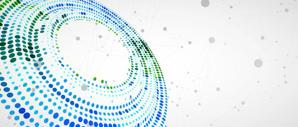 Polygonal science background with connecting dots and lines. Halftone theme.  Stock Illustration
