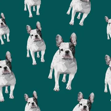 Polygonal seamless pattern. French Bulldog. Stock Illustration