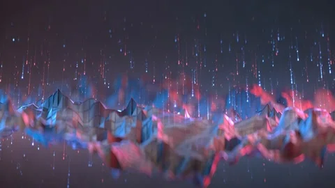 Polygonal shape and light trails raining seamless loop 3D render animation Stock Footage 149022923