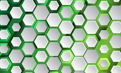 Polygonal shape light and shadow effect on the green background Stock Illustration