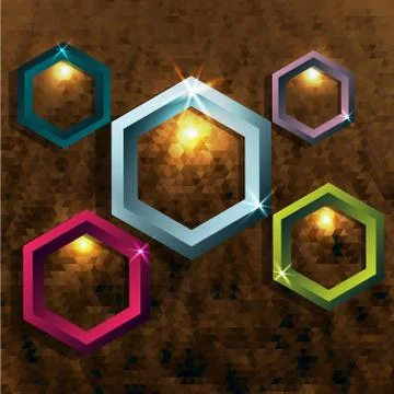 Polygonal shape in pixelat background Stock Illustration