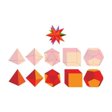 Polygonal shapes isolated on white background Stock-Illustration