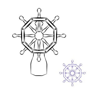 Polygonal ship helm. Isolated on white background.Vector outline illustration 스톡 일러스트