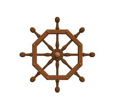 Polygonal ship helm. Isolated on white background. 3D rendering illustration. 스톡 일러스트
