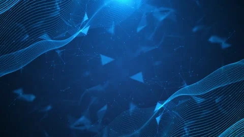 Polygonal space Futuristic wave dots lines connection points Digital background Stock Footage 312028097