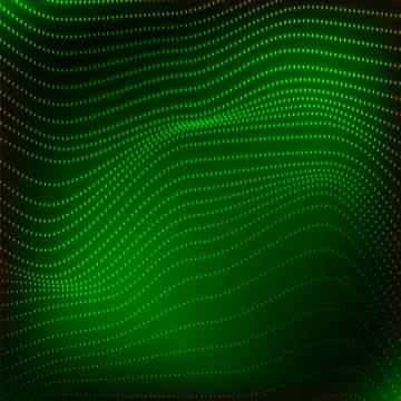 Polygonal Space. Low Poly Green Background with Connecting Dot. Big Data Stock Illustration