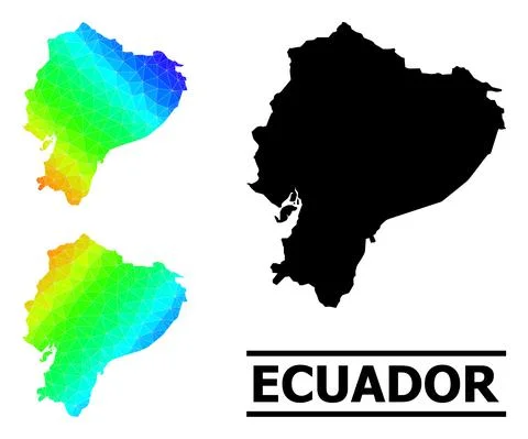 Polygonal Spectral Colored Map of Ecuador with Diagonal Gradient イラスト素材