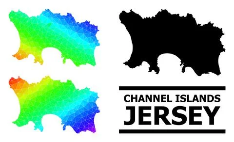 Polygonal Spectral Colored Map of Jersey Island with Diagonal Gradient Stock Illustration
