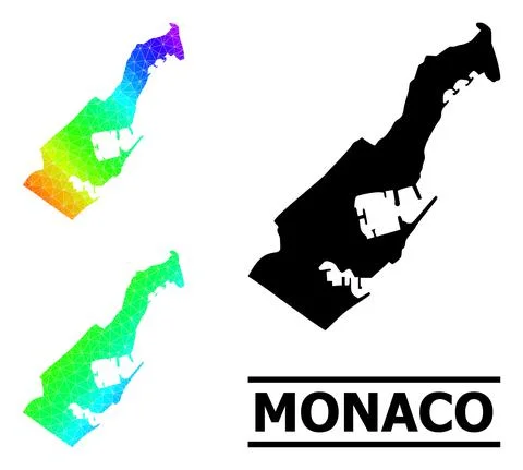 Polygonal Spectral Colored Map of Monaco with Diagonal Gradient イラスト素材