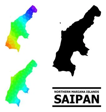 Polygonal Spectral Colored Map of Saipan Island with Diagonal Gradient イラスト素材