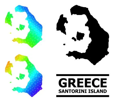 Polygonal Spectral Colored Map of Santorini Island with Diagonal Gradient イラスト素材