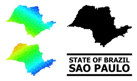 Polygonal Spectral Colored Map of Sao Paulo State with Diagonal Gradient イラスト素材