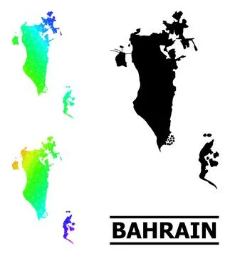 Polygonal Spectrum Map of Bahrain with Diagonal Gradient イラスト素材