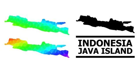 Polygonal Spectrum Map of Java Island with Diagonal Gradient Stockillustratie