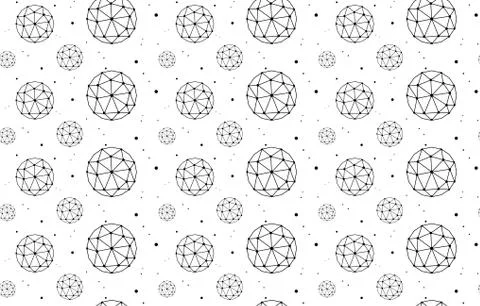 Polygonal spheres seamless pattern. Geometric seamless pattern can be used fo Stock Illustration