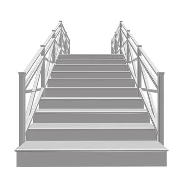 Polygonal staircase model isolated on white background. Bottom view. 3D. Vect Stock Illustration