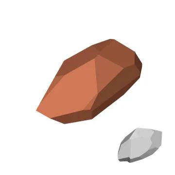 Polygonal stone.  Isolated on white background. Isometric view. Stock Illustration