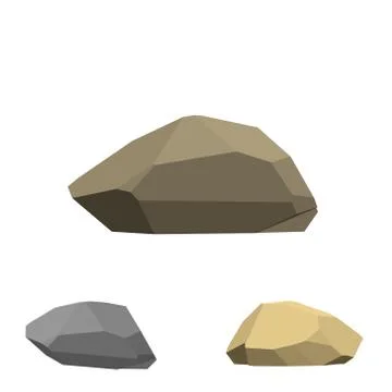 Polygonal stone. Isolated on white background. 3d Vector illustration. 스톡 일러스트
